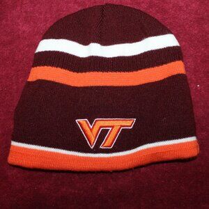 Virginia Tech Hokies Maroon Orange Skull Beanie Cap Hat Reversible Youth Size